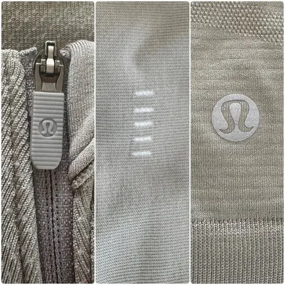 LULULEMON Swiftly Relaxed Half Zip Long Sleeve Top Size 12 Gull Grey/White - Picture 12 of 12